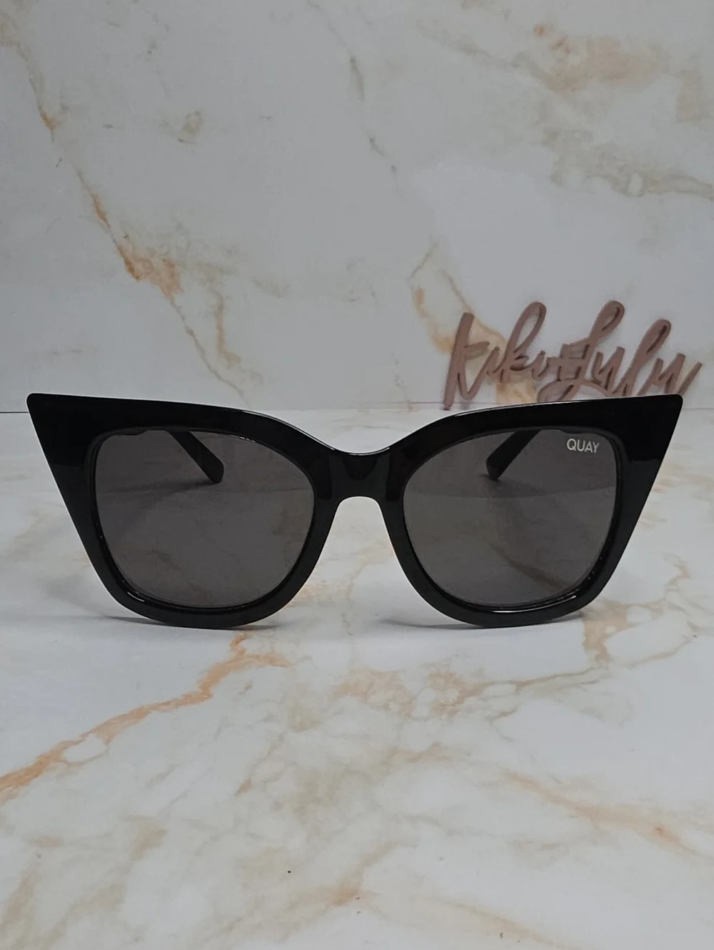 Quay Australia Harper Black Oversized Cat Eye Sunglasses No Case